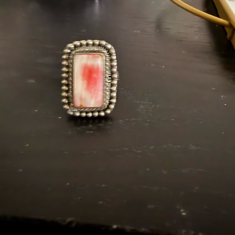 Elegant Silver and Pink Stone Ring